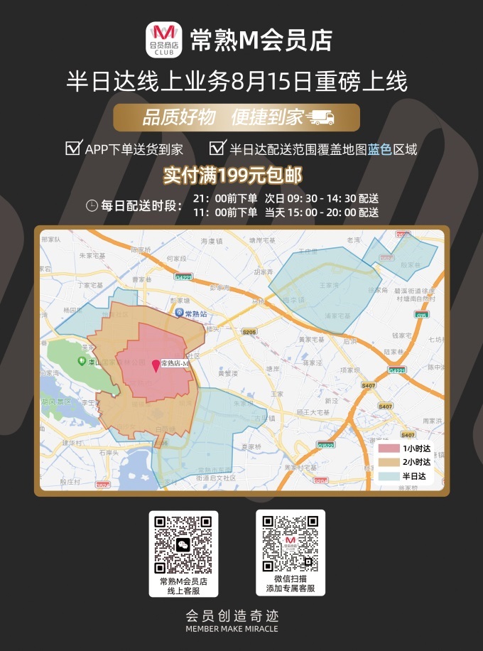 大潤發(fā)常熟M會(huì)員店開通半日達(dá)，服務(wù)覆蓋近1100個(gè)社區(qū)